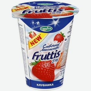 БЗМЖ Йогуртный продукт Фруттис Сливочное лакомство 5% 290г клубника