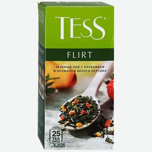 Чай 25 ф/п х 1,5 г TESS Flirt зеленый с клубникой и ароматом белого персика к/уп