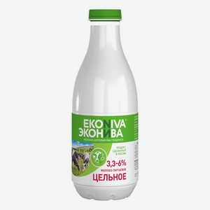 Молоко ЭкоНива цельное пастеризованное 3.3-6.0%, 1 л