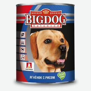 Корм влажный для собак «Зоогурман» Big Dog ягненок и рис, 850 г