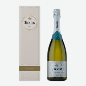 Вино игристое Faustino Cava белое сухое 0,75 л в подарочной упаковке