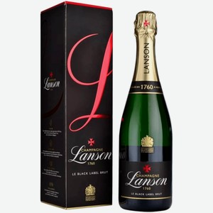 Шампанское Lanson Black Label Brut белое брют 0,75 л в подарочной упаковке