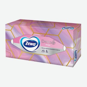 Салфетки бумажные Косметические Zewa Deluxe Дизайн 3-слойные 90 шт., дизайн в ассортименте