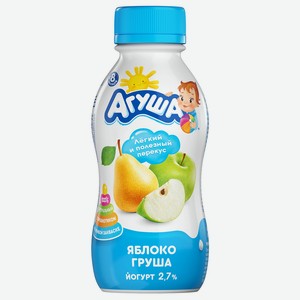 Йогурт 180 г Агуша яблоко-груша 2,7% питьевой п/бут