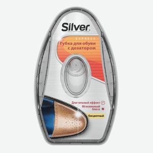 Губка-блеск для обуви 1 шт Silver Premium с дозатором силикона 6 мл бесцветная п/уп