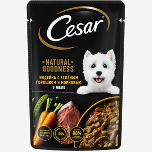 Влажный корм Cesar Natural Goodness для собак, с индейкой, горохом и морковью в желе, 80 г