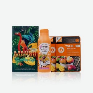 Женский набор ( крем - гель для душа Delicare Yougurt   Маракуйа и Манго   300мл + маска для лица WEIS с экстрактом манго и семенами чиа 23г *2шт )