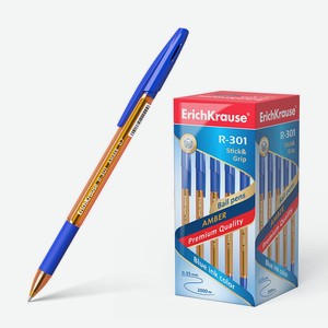 Ручка шариковая ErichKrause R-301 Amber Stick&Grip 0.7, цвет чернил синий