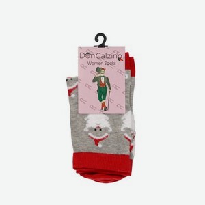 Женские носки Don Calzino Дед Мороз серый меланж р.23-25