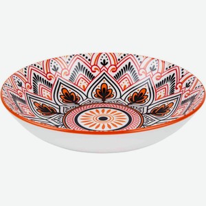 Тарелка суповая Восточный узор фарфор цвет: красный/оранжевый/чёрный 730 мл, 20 см