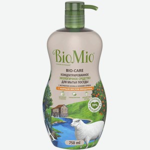 Средство-концентрат для мытья посуды экологичное BioMio с экстрактом хлопка и эфирным маслом мандарина, 750 мл