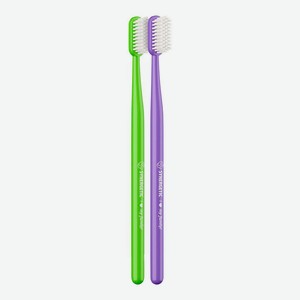 Зубная щетка SYNERGETIC Eco dental care, medium (фиолетовая, зеленая), 2 шт