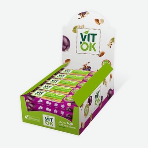 Батончики VITok Полезный 100% натуральный Чернослив и орехи без сахара 18 шт. по 30 г