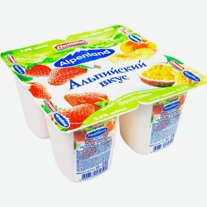 Йогуртный продукт фруктовый Alpenland в ассортименте: Клубника, Персик-маракуйя 0,3%