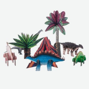 3D-конструктор деревянный Кувырком «Самые миролюбивые динозавры» 42 детали