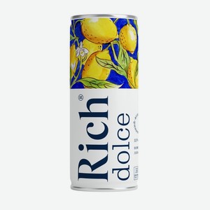 Напиток сокосодержащий Rich Dolce из винограда, лимона газированный 0.33л ж/б Россия
