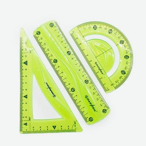 Набор линеек Darvish геометрических школьных пластиковых мягких 3 шт зеленый