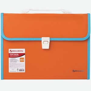 Папка-портфель Brauberg пластиковая Joy А4 13 отделений оранжевый