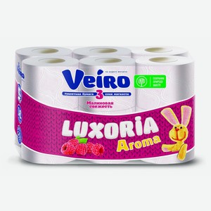 Туалетная бумага Veiro Luxoria Малиновая свежесть, 12 рулонов