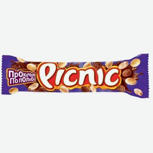Батончик шоколадный Picnic с арахисом и изюмом