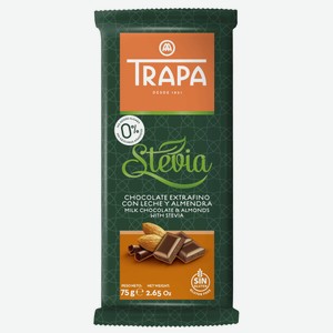 Молочный шоколад с миндалем и со стевией 0.075 кг Trapa
