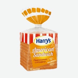Хлеб American Sandwich пшеничный с отрубями вес 515г Харрис