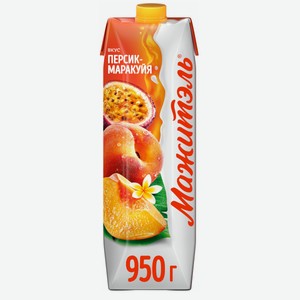 Сывороточно-молочный коктейль Мажитэль с соком и с витаминам со вкусом Персик-маракуйя, 950г