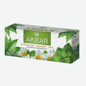 Чай зеленый байховый ромашка/мята 25пак 0.05 кг AKBAR