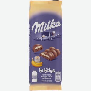 Шоколад молочный пористый с бананово-йогуртовой начинкой Bubbles 0.092 кг Milka