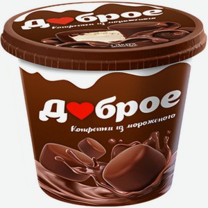 Конфеты из мороженого 120г Доброе пломбир с ароматом ванили в темном шоколаде к/уп