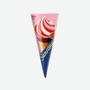 Мороженое сливочное Sunreme Клубника со сливками в сахарном рожке