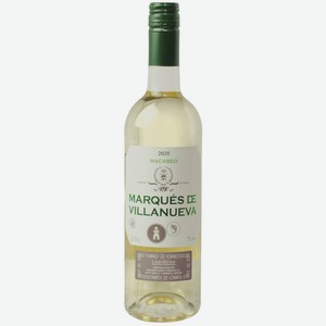 Вино MARQUES DE VILLANUEV Макабео Кариньена ординарное сортовое бел. сух., Испания, 0.75 L