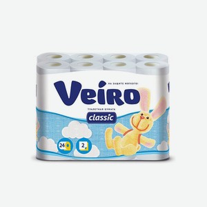 Туалетная бумага VEIRO Classic 2-слойная, 24 рулона