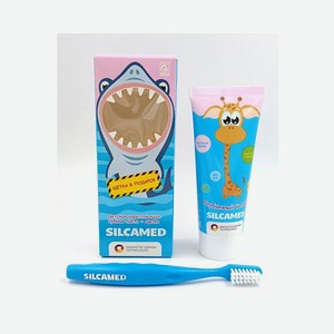 Детский набор SILCAMED Baby Shark (зубная паста Клубничный йогурт, с 2-х лет + зубная щетка)