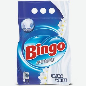 Стиральный порошок Bingo Автомат ULTRA WHITE для белого белья 3 кг