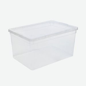 Ящик для хранения Полимербыт с крышкой, прозрачный пластик, 16 л