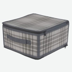 Коробка для хранения Zipper Серая клетка, 30х28х15 см, с молнией, пластик