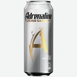 Напиток энергетический Adrenaline Rush Zero Sugar Silver energy газированный, 449 мл, банка