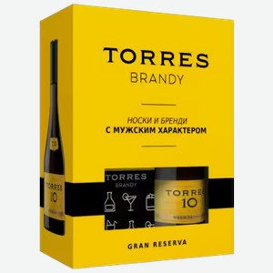 Бренди Torres 10 0,7 л в подарочной упаковке + носки
