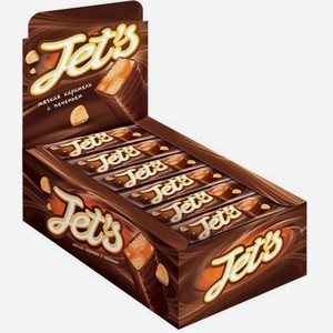Шоколадный батончик KDV JET S с печеньем и мягкой карамелью блок 18 шт по 42г