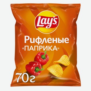 Картофельные чипсы Lay s Рифленые со вкусом Паприки 70г