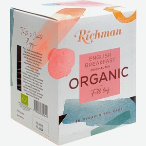 Чай черный Richman Organic цейлонский среднелистовой (2г x 20шт), 40г Россия