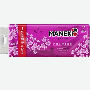 Туалетная бумага Maneki Sakura 3 слоя 30 м белая с ароматом сакуры 10 рулонов