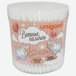 Ватные палочки Unigood 200 шт круглый стакан