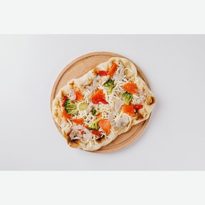 Пицца с форелью, креветкой и брокколи с лимонно-горчичным соусом, зам. 480 г