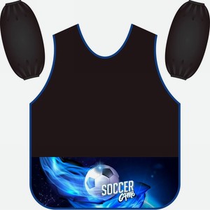 *Фартук-накидка с нарукавниками  Soccer Game , 44х60 см, цвет черный, 3 кармана, с рисунком на карманах