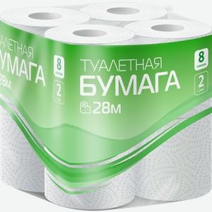 Туалетная бумага  Reina , 2 слоя, 8 рулонов