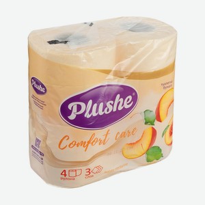 Туалетная бумага  Plushe Comfort care , 3 слоя, 4 рулона