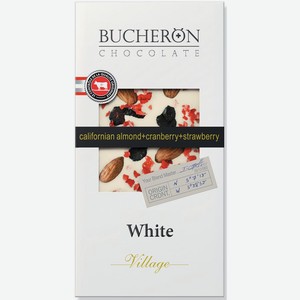 Шоколад Bucheron Village белый с миндалём, клюквой и клубникой, 100 г, картонная коробка