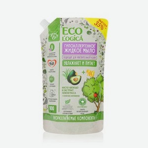 Гипоаллергенное жидкое мыло Ecologica с маслом авокадо и экстрактом лемонграсса дой-пак 900мл